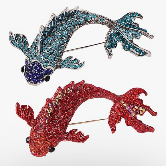 Luxe Crystal Koi Fish Statement Brooch – Deep Blue High-Grade Rhinestones - Picture 5 of 5